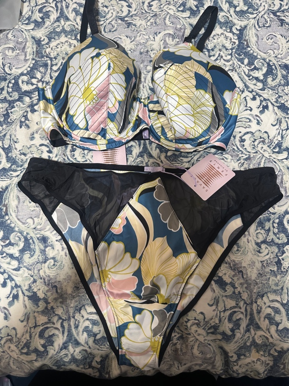 Savage Fenty Floral Print Underwire Bra & Panti  Set
